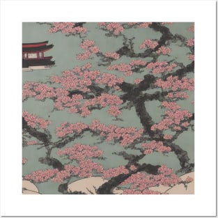 Japanese sakura, ukiyo e style art Posters and Art